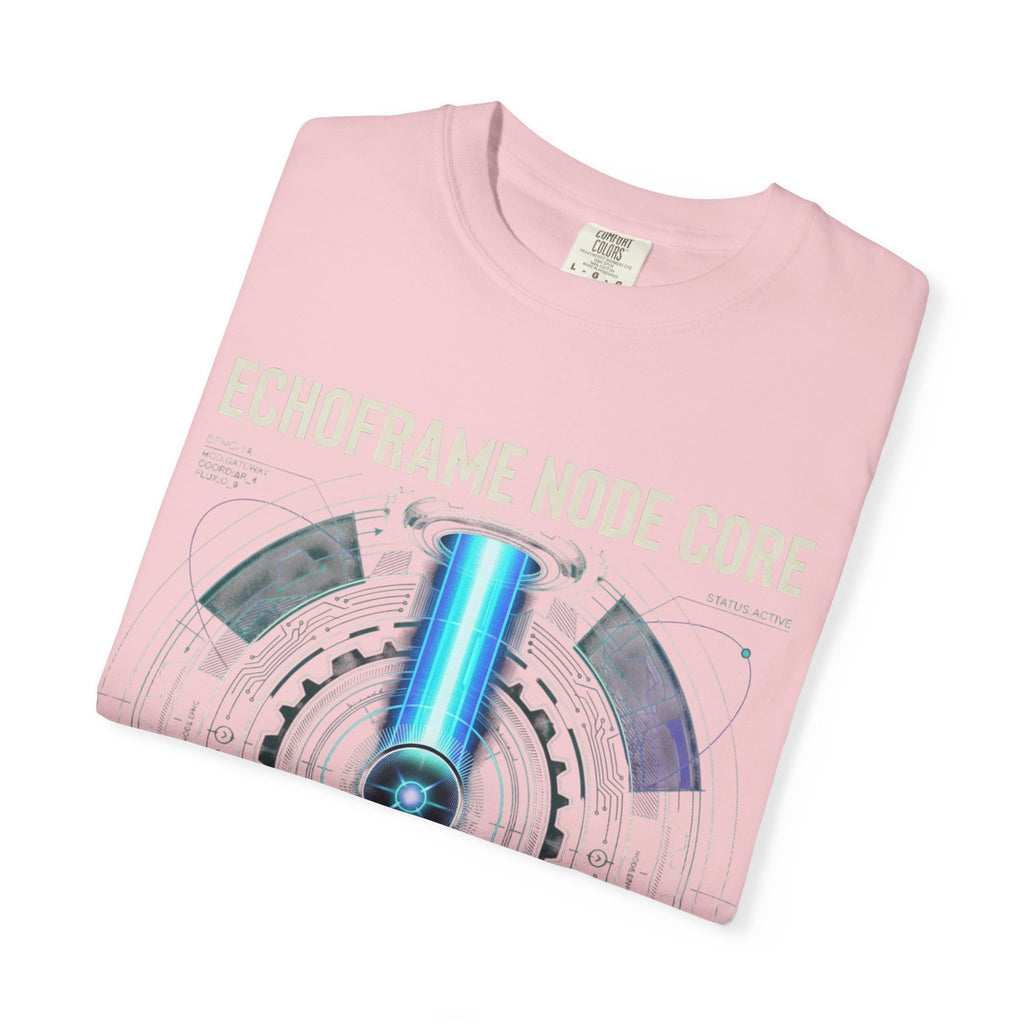 Power Runs Black PRB Echoframe Node Core T-Shirt — Futuristic Tech Graphic Tee by Power Runs Black