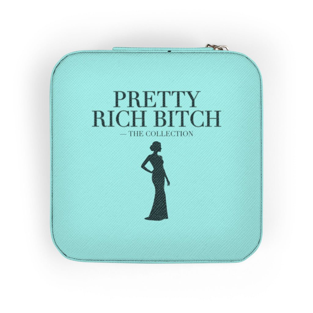 Power Runs Black Pretty Rich Bitch The Collection Jewelry Travel Case – Compact Pink Organizer for Rings, Earrings & Necklaces by Printify