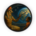 PRB Egyptian God Horus Wall Clock — Child & World Fantasy Space Art by Power Runs Black