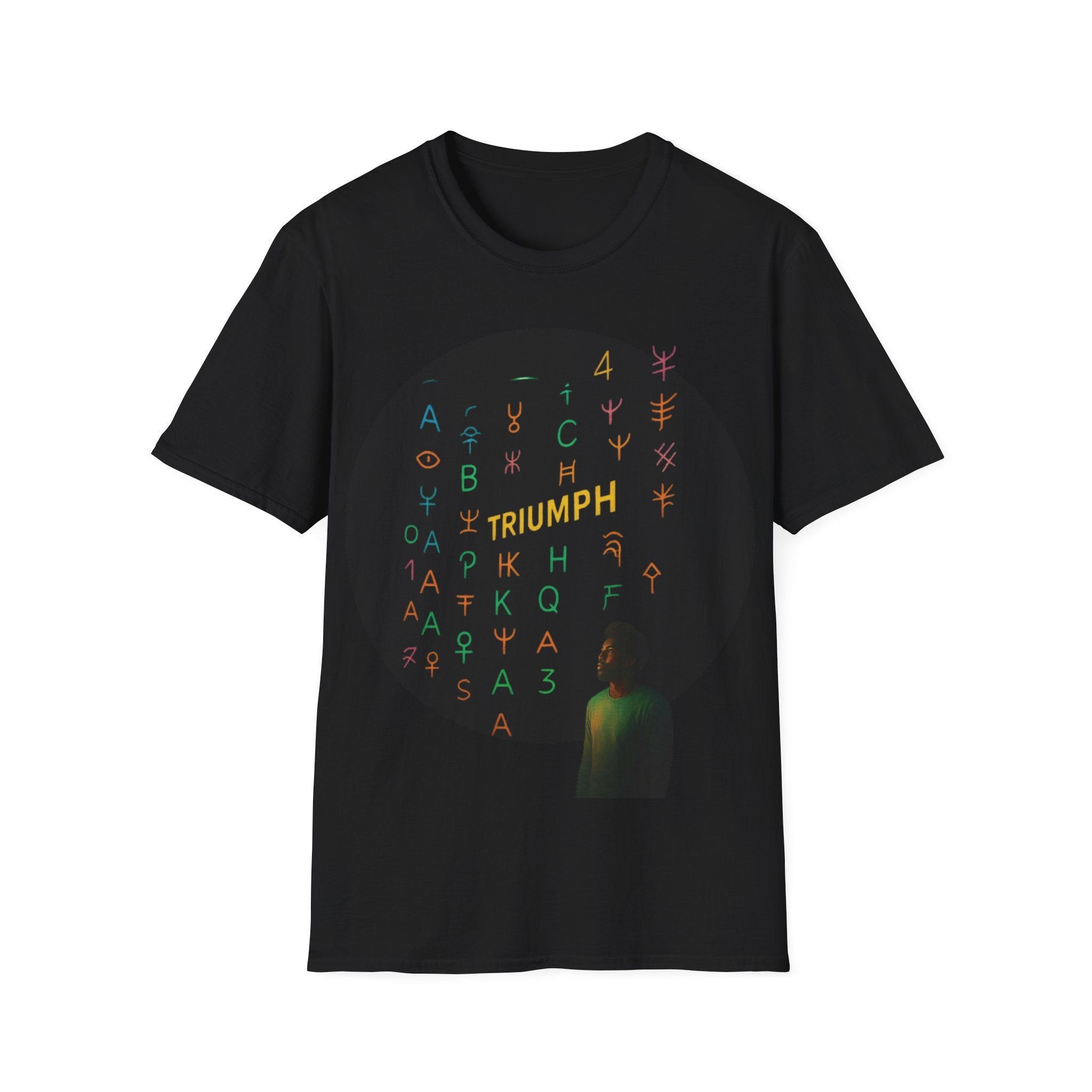 PRB Triumph Afro Hair Silhouette T-Shirt | Black Hair Alphabet Design by Power Runs Black