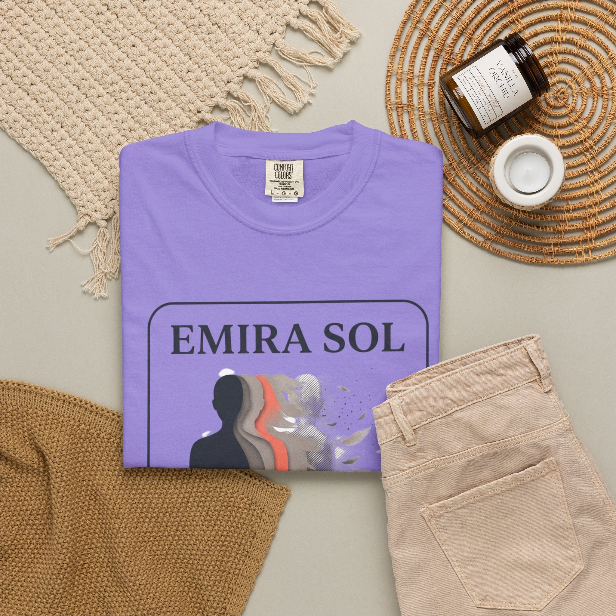 Power Runs Black PRB Emira Sol Graphic T-Shirt — Silhouette Art "Release Shadows" Tee by Printify