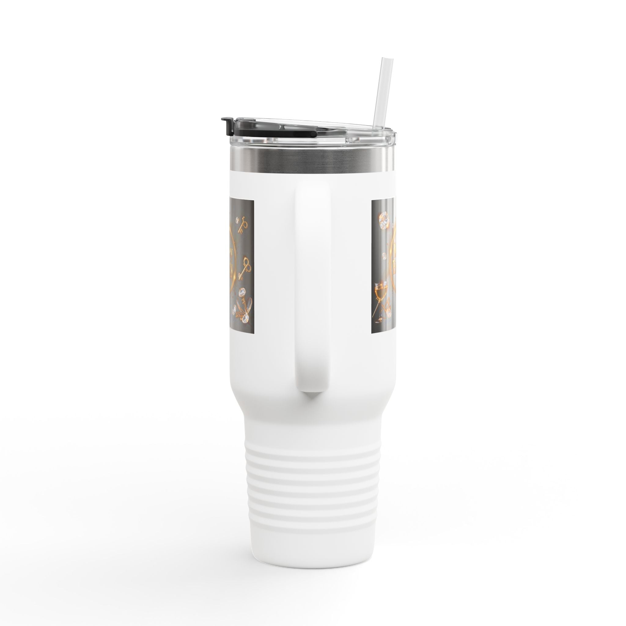 PRB 40oz Insulated Travel Mug — "Money Energy" Motivational Design by Printify