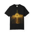 Power Runs Black PRB Golden Eclipse Portal T-shirt | Fantasy Landscape, Mystic Ring, Tower Art by Power Runs Black