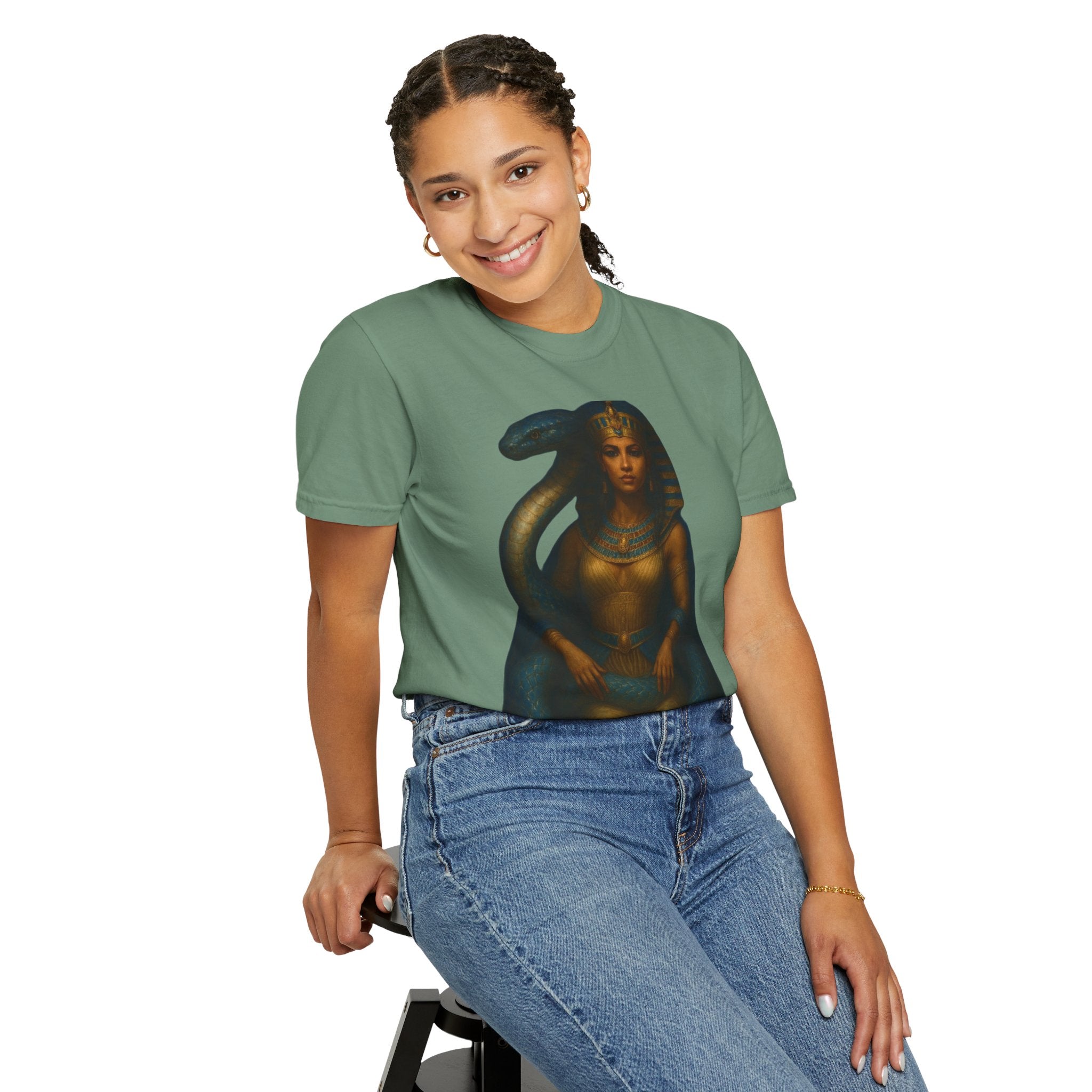 PRB Egyptian Goddess with Snake T-Shirt | Pharaoh Serpent Art Tee by Power Runs Black