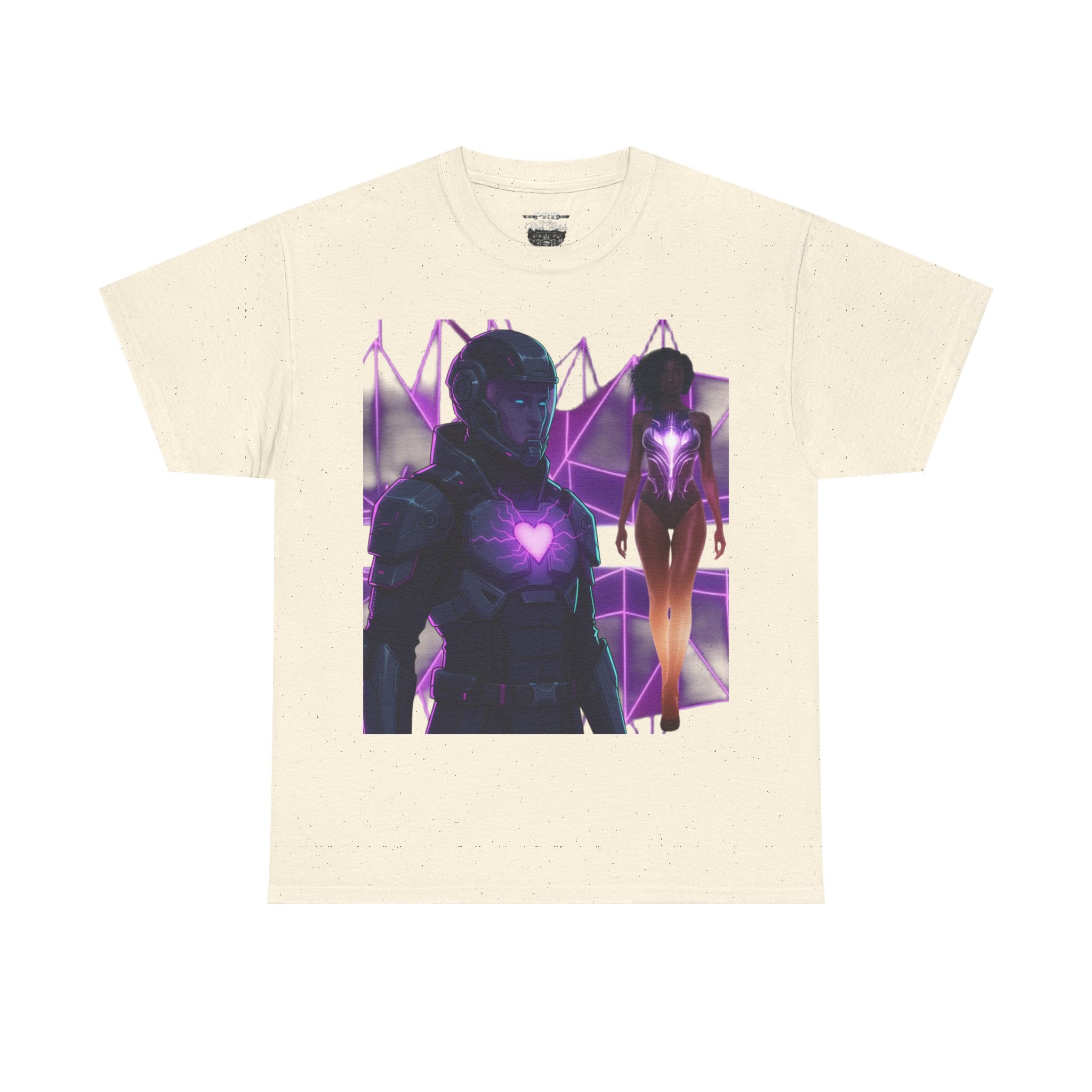 Power Run Black PRB Pretty Rich Bitch The Collection Purple Heart Cyberpunk Knight T-Shirt | Futuristic Armor Sci‑Fi Tee by Printify