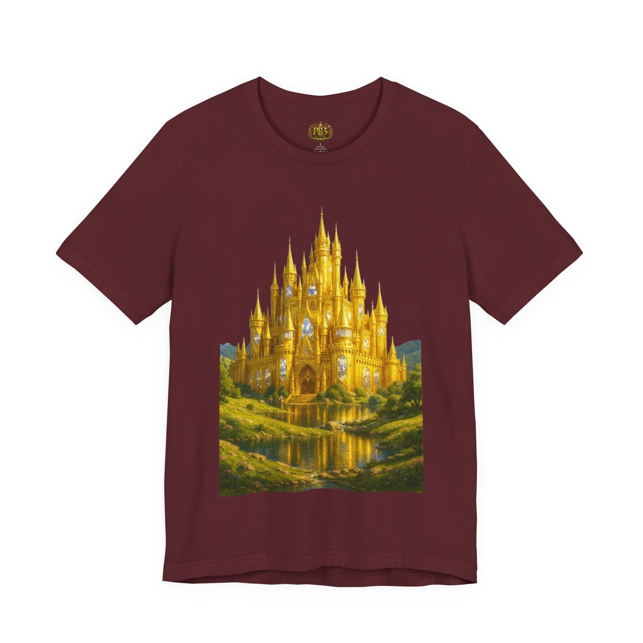 PRB Golden Fantasy Castle Tee | Magical Kingdom Illustration, Fairytale Scene by Printify