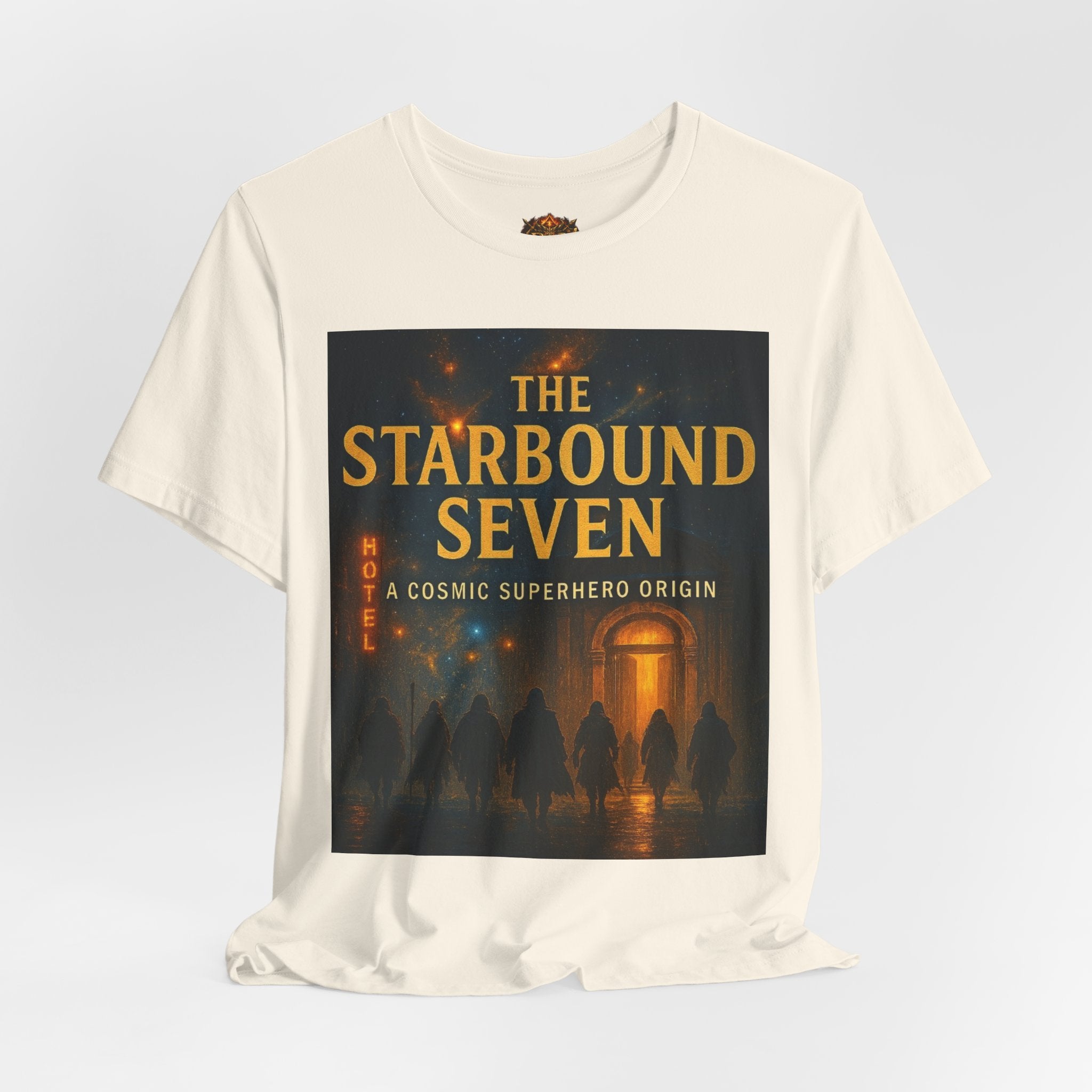 Power Runs Black PRB The Starbound Seven Tee – Retro Cosmic Superhero Poster Shirt by Power Runs Black