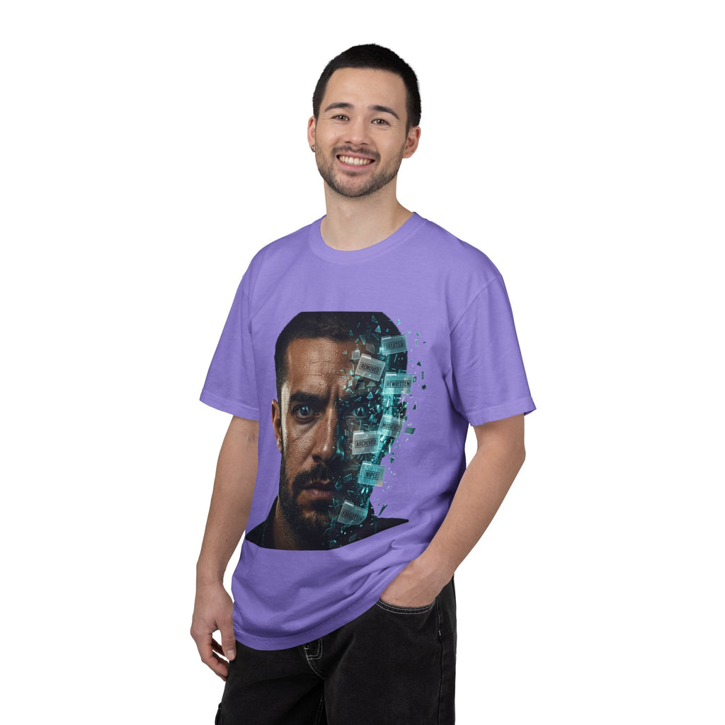 Syndication Loop Cyberpunk Portrait Tee — Tech-Noir Graphic T-Shirt | Power Runs Black by Printify