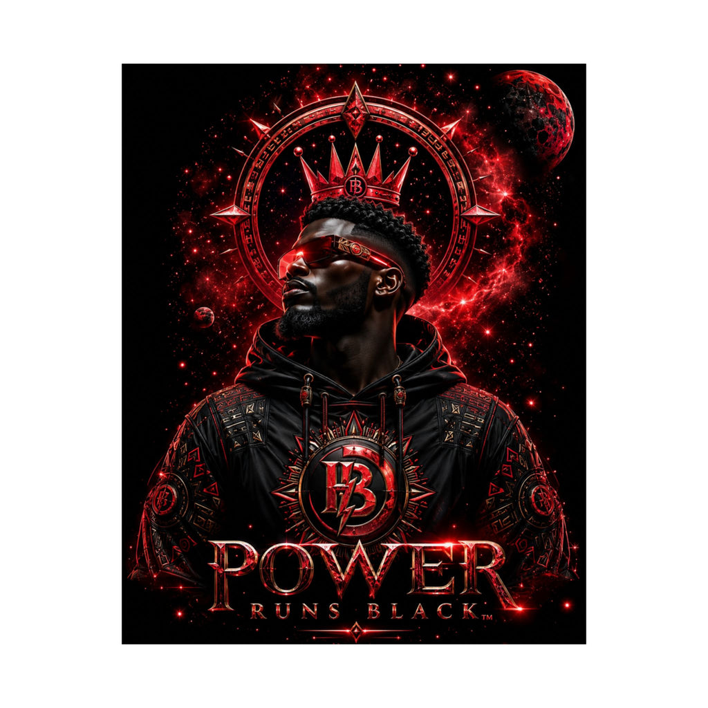 Power Runs Black Matte Poster — Afrocentric King Portrait (Vertical) by Power Runs Black