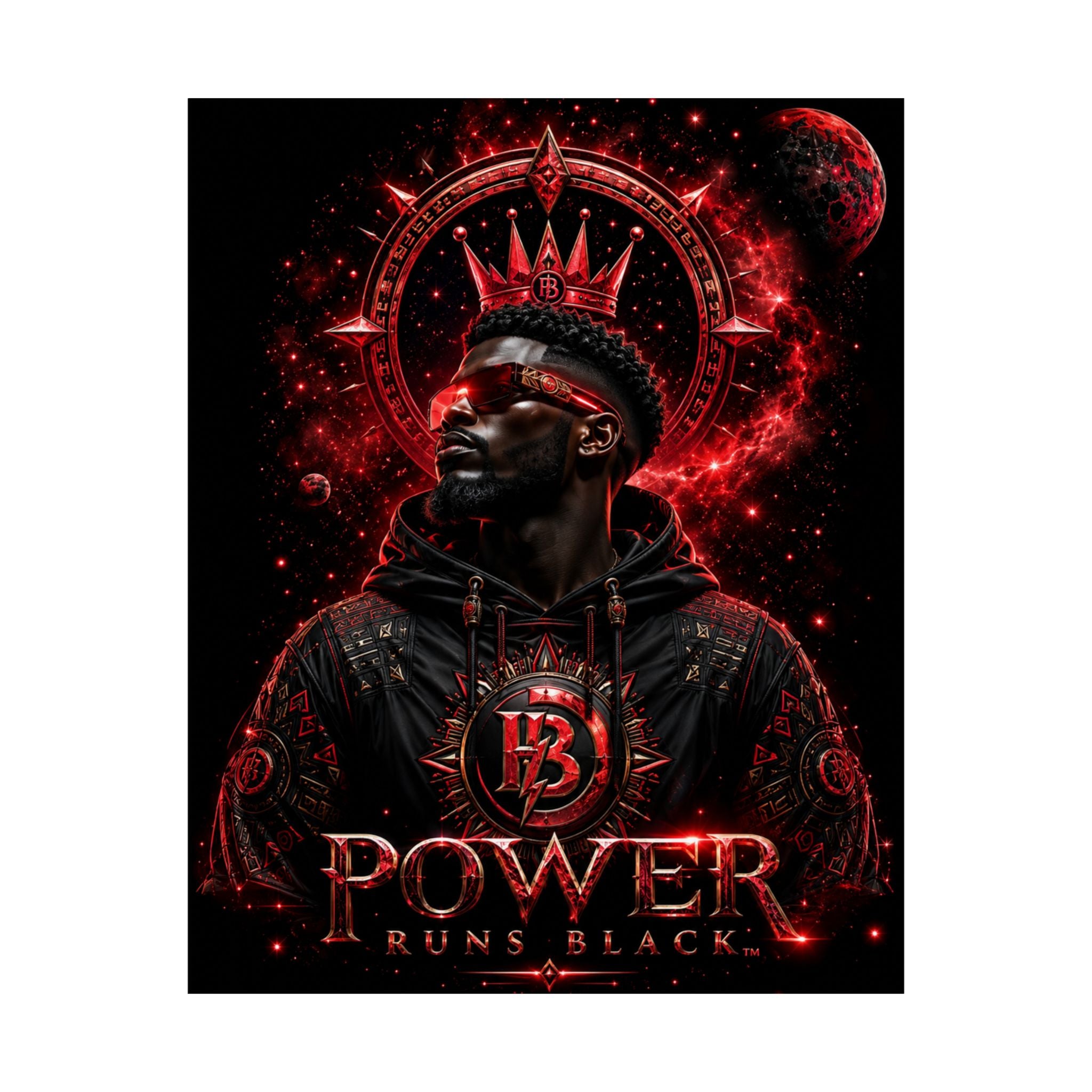 Power Runs Black Matte Poster — Afrocentric King Portrait (Vertical) by Power Runs Black