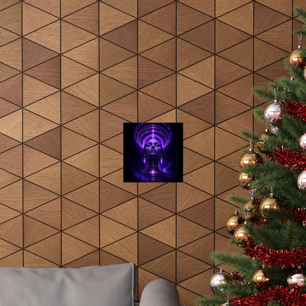 Power Runs Black Cosmic Goddess Poster — Purple Spiritual Wall Art Matte Vertical Print by Power Runs Black