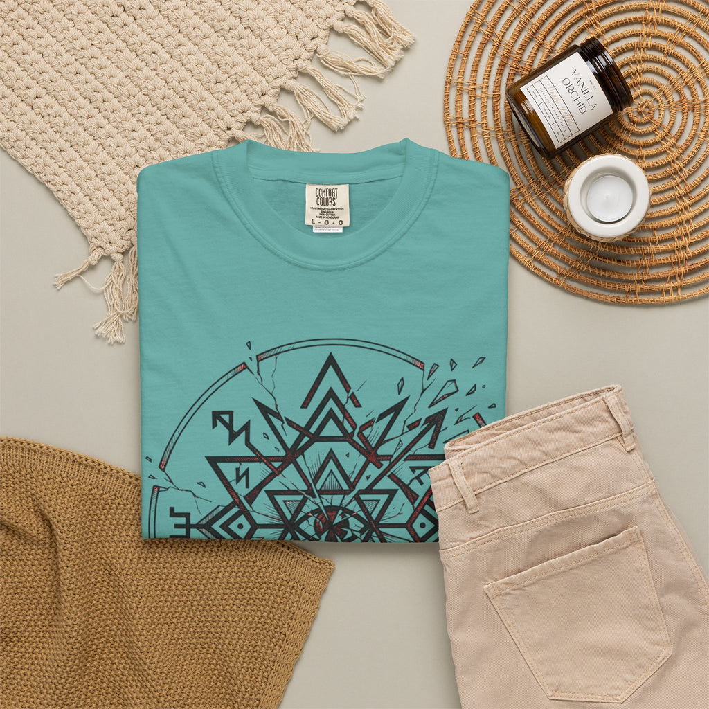 Power Runs Black PRB Eryx Tal Geometric Mandala T-Shirt — Symmetric Star Graphic Tee by Printify