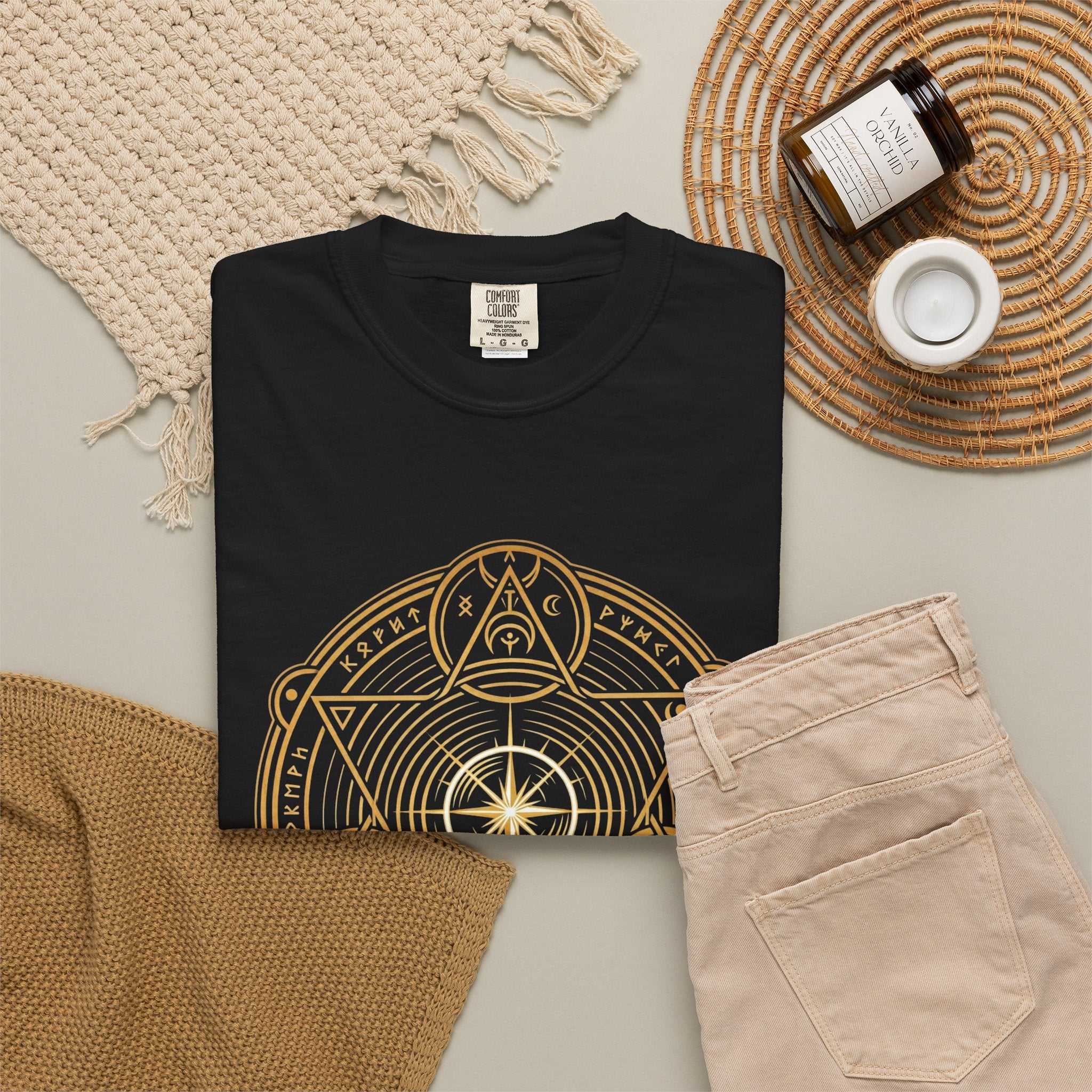 Power Runs Black PRB — Veyra Kain Geometric Sigil Tee with “Too Much Becomes Ruin” Graphic T-Shirt by Printify