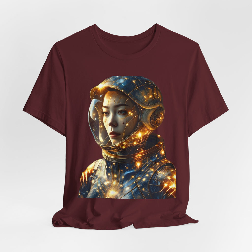 PRB Astronaut Portrait Tee — Starry Cosmic Helmet Graphic T-Shirt by Power Runs Black
