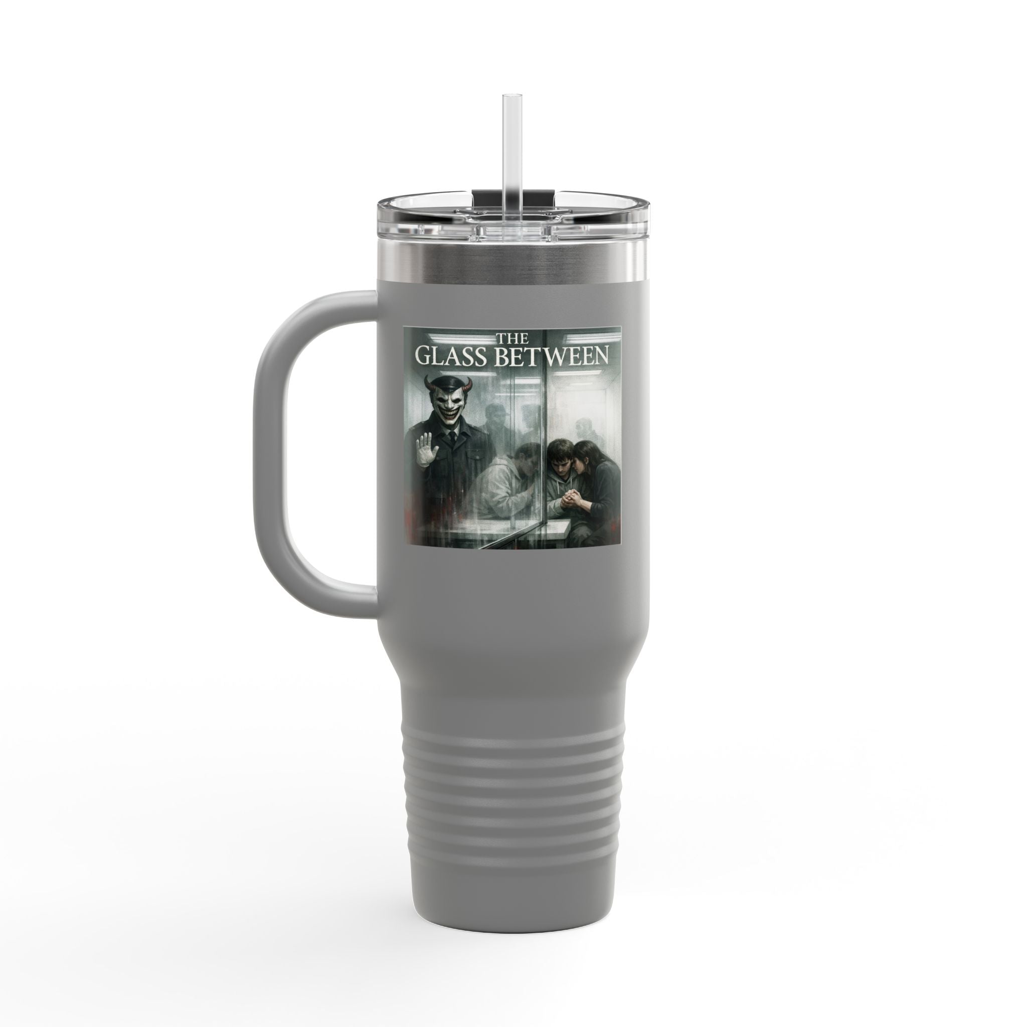 PRB The Glass Between, 40oz Insulated Travel Mug by Power Runs Black
