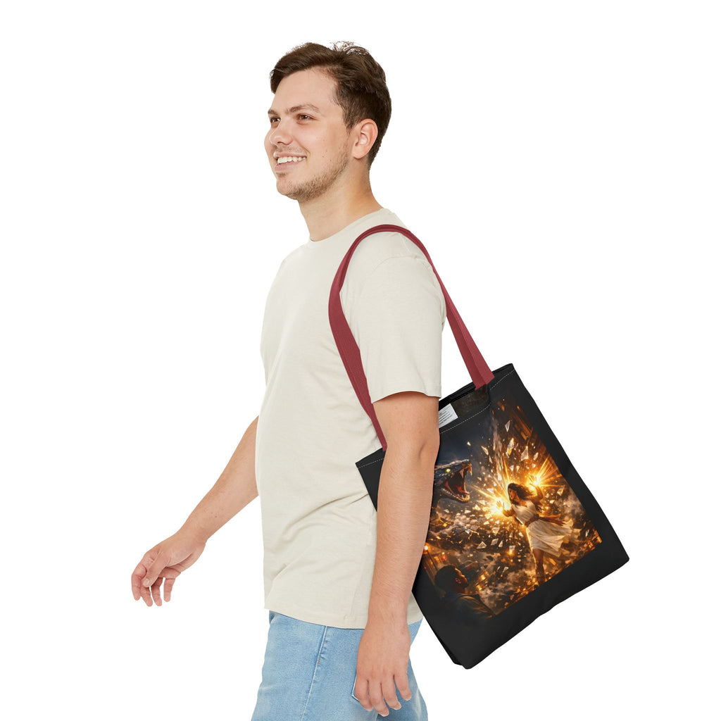 PRB Raging Serpent Burst tote bag | Fantasy serpent explosion art by Printify