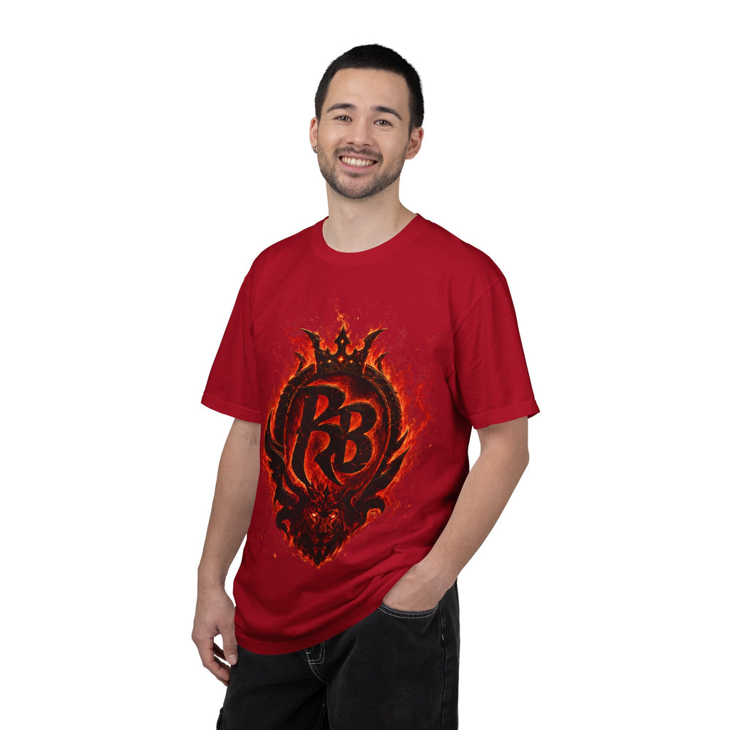 Power Runs Back PRB Flame Logo T-shirt | Fiery Emblem Tee, Grunge Rock Chic by Power Runs Black