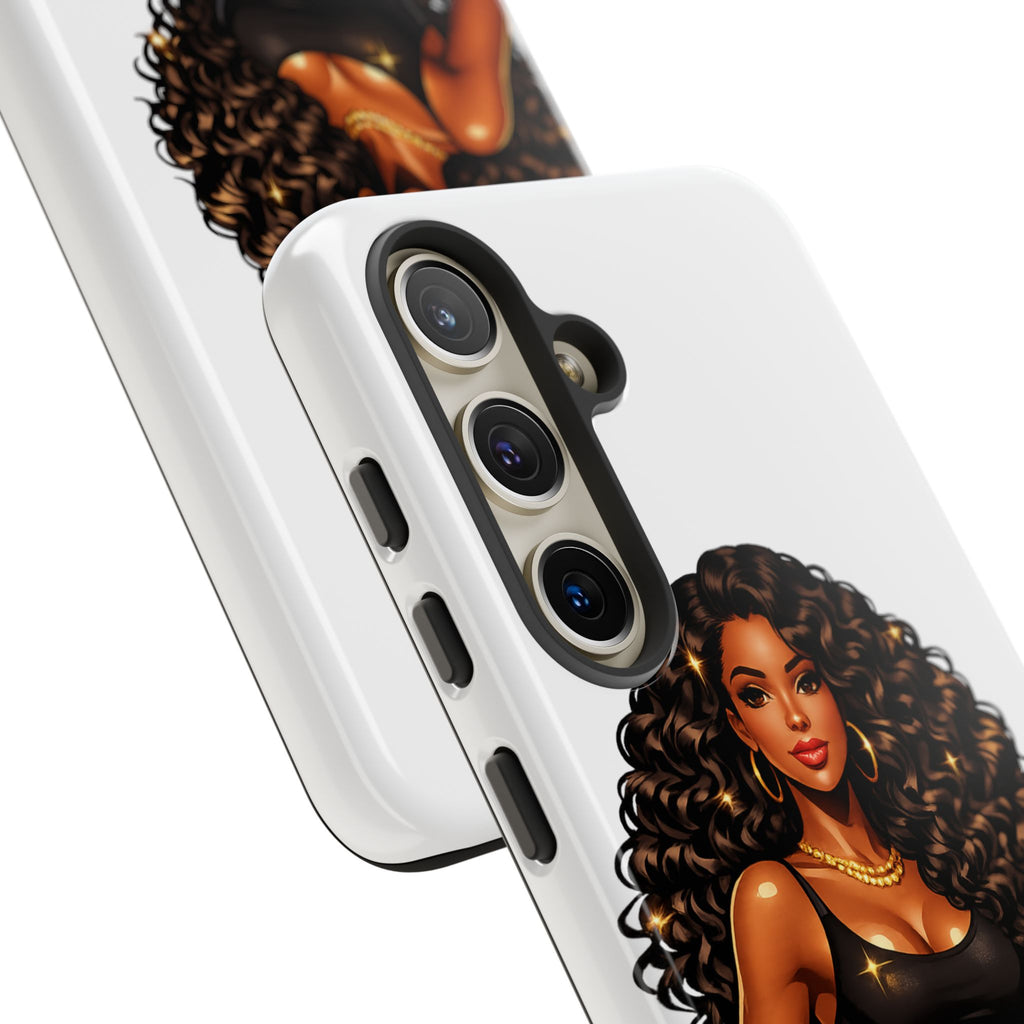 Pretty Rich Bitch by PRB Curly Hair Phone Case by Power Runs Black