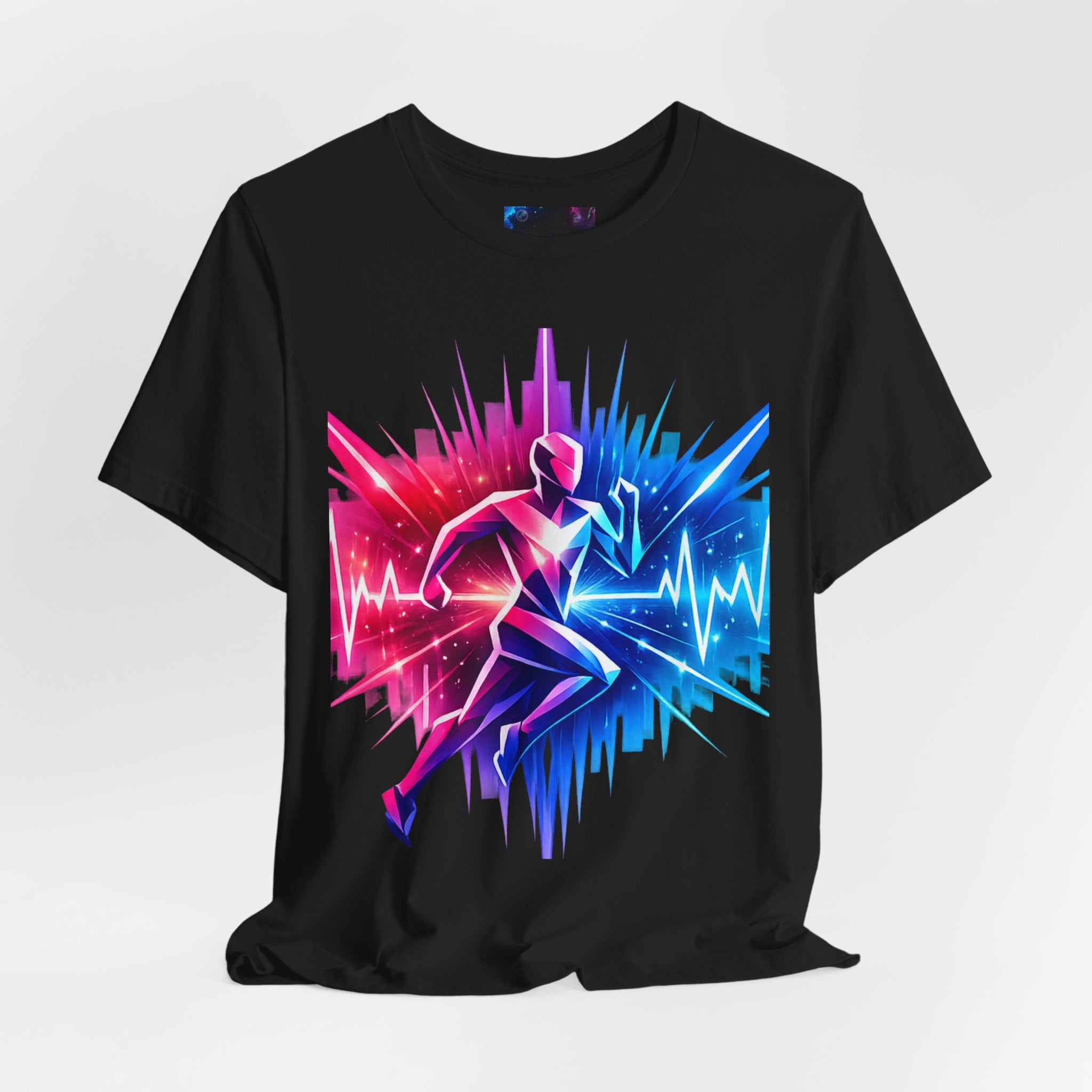 Power Runs Black PRB Running Pulse Graphic Tee — Neon Runner Heartbeat Sports T‑Shirt by Power Runs Black