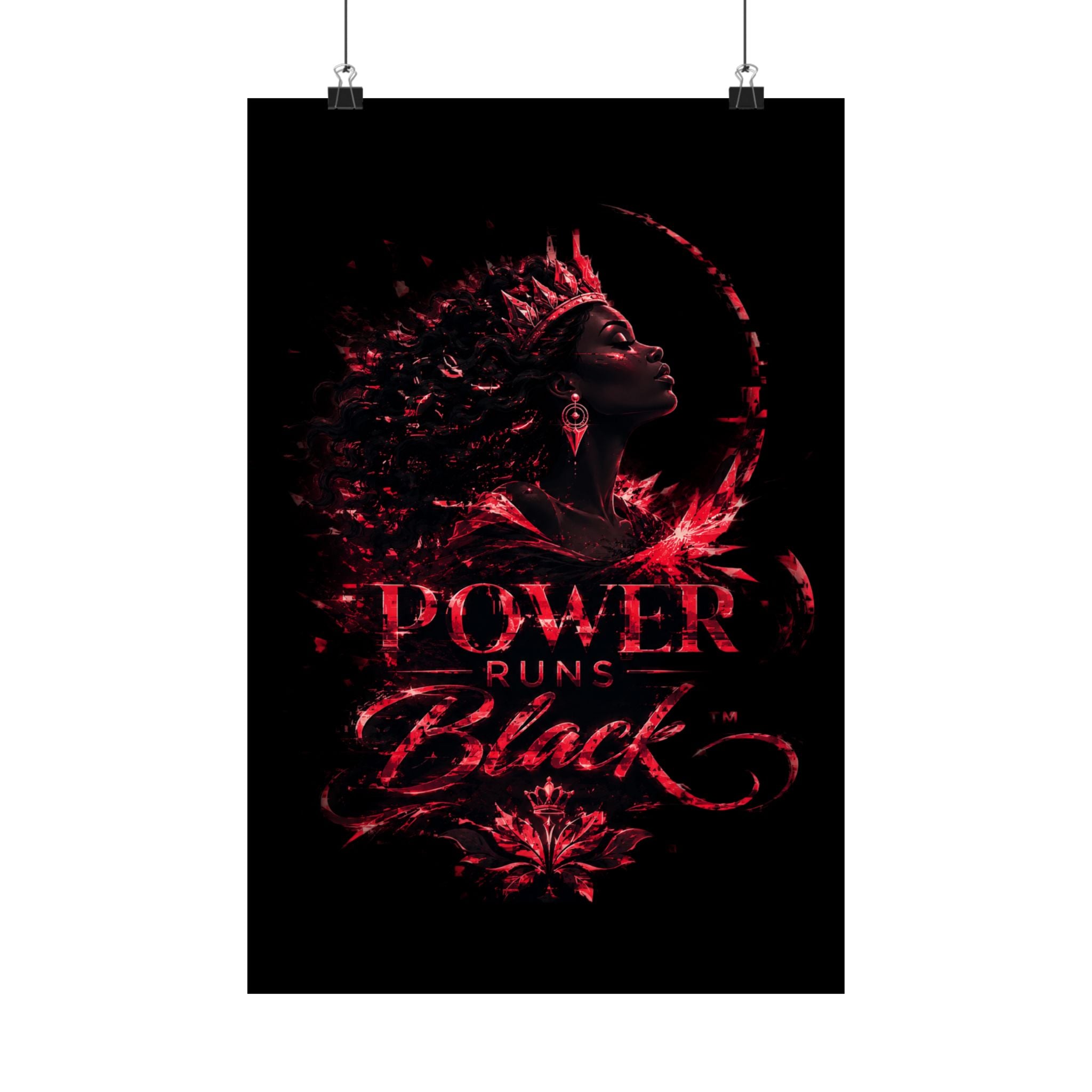 Power Runs Black Matte Poster — Afrocentric Inspirational Wall Art by Power Runs Black