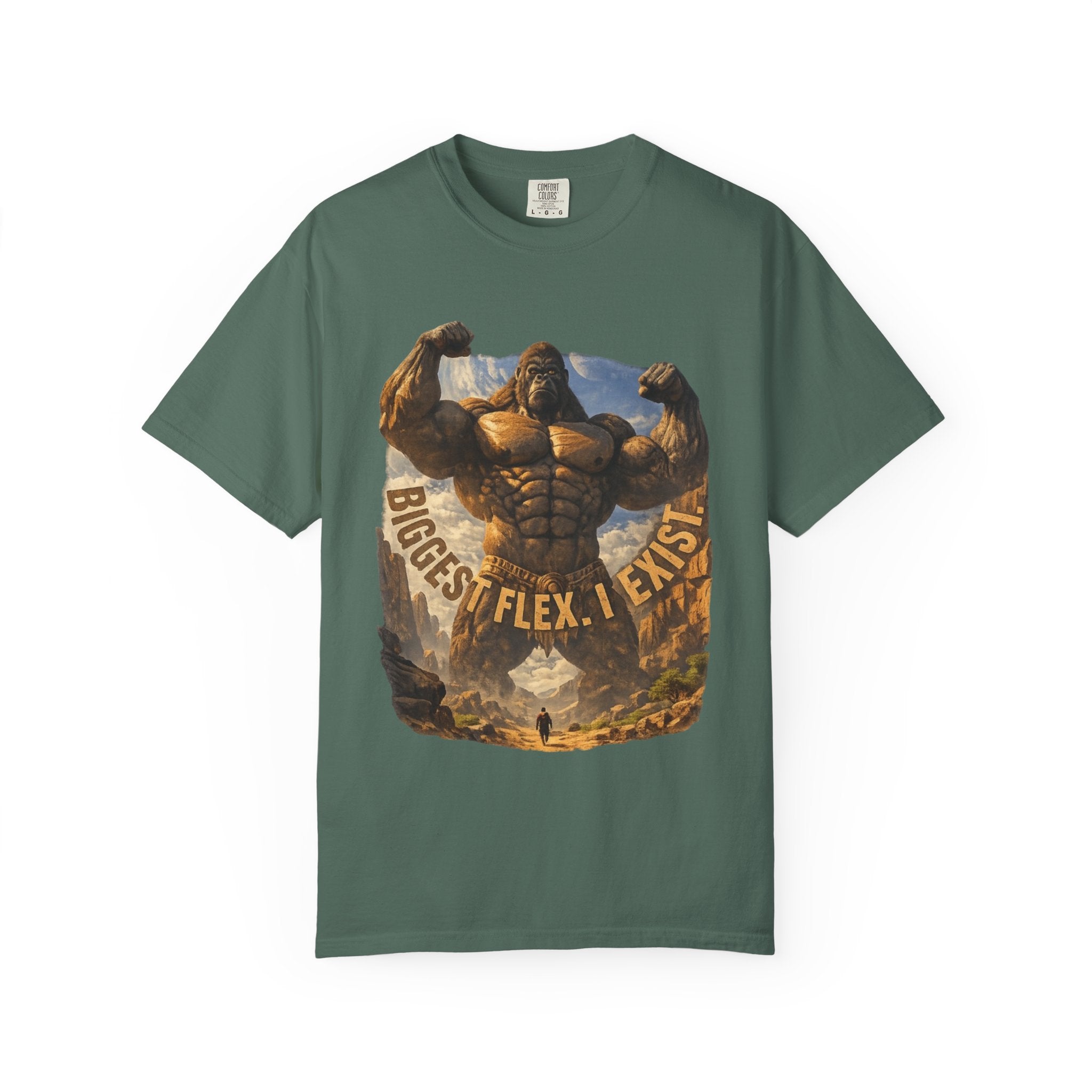 PRB Biggest Flex I Exist T-Shirt — Funny Muscle Gorilla Graphic Tee by Power Runs Black