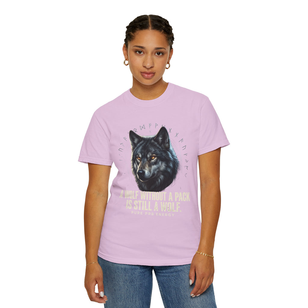 PRB Wolf Graphic T-Shirt — "A Wolf Without a Pack Is Still a Wolf" Inspirational Tee by Printify
