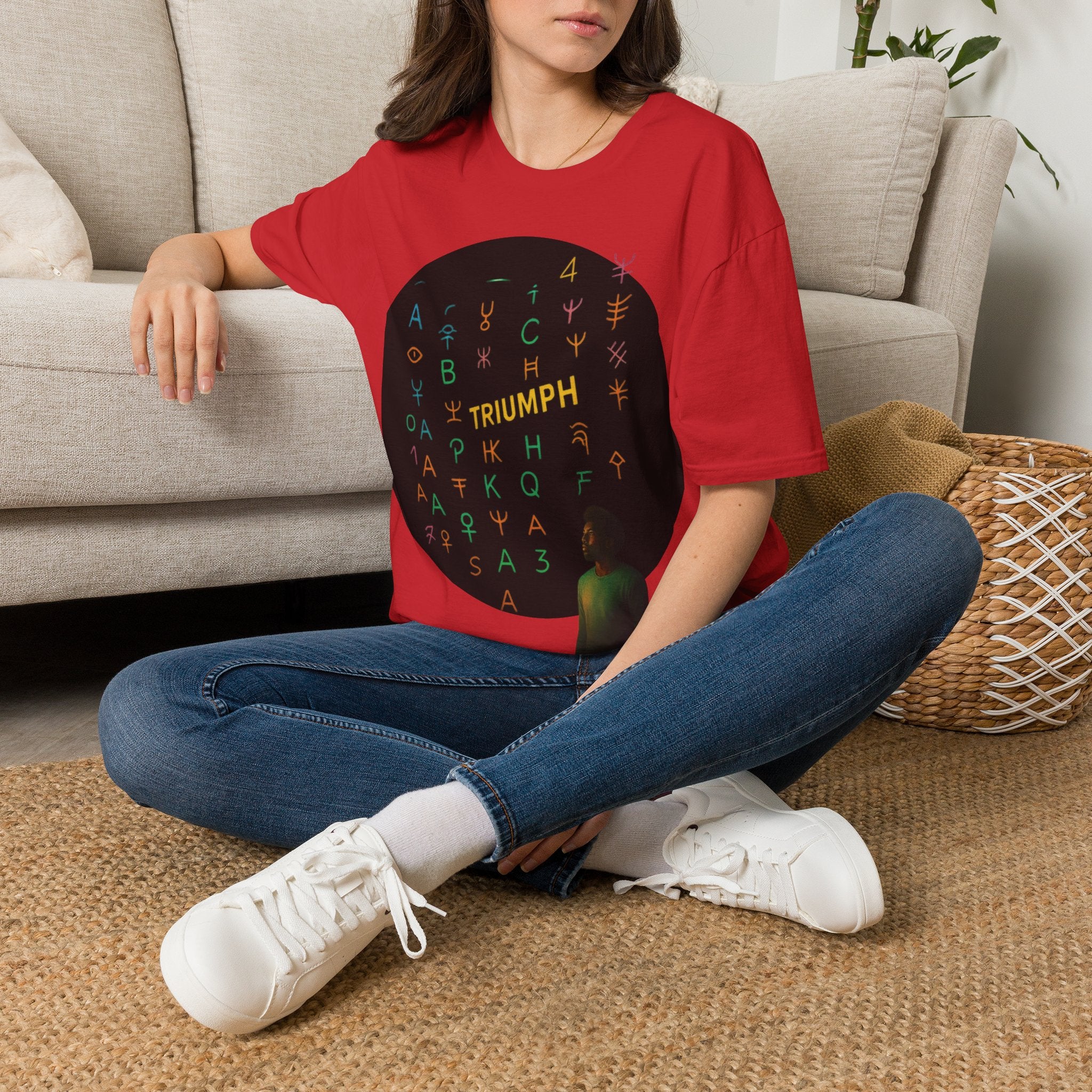 PRB Triumph Afro Hair Silhouette T-Shirt | Black Hair Alphabet Design by Printify