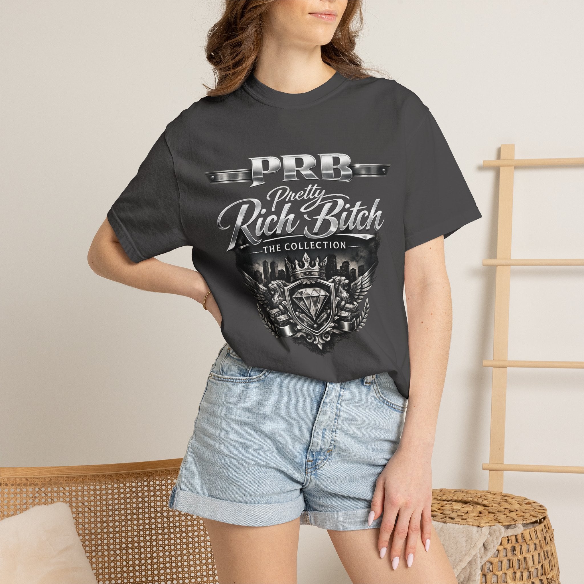 PRB Rebel Biker Crest T-Shirt | Vintage Motorcycle Emblem Tee by Power Runs Black