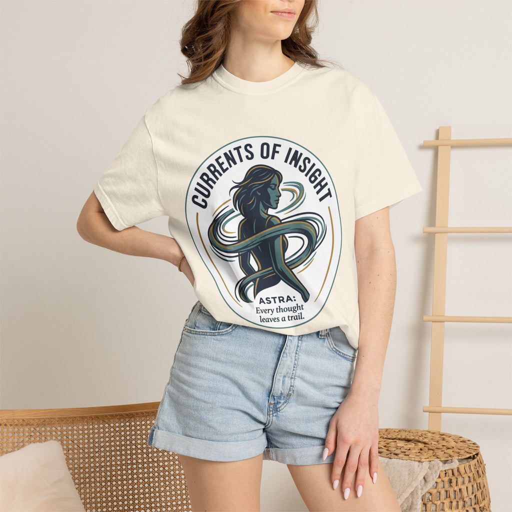 Power Runs Black Currents of Insight T-Shirt — 'Astra: Every thought leaves a trail' Graphic Tee by Power Runs Black