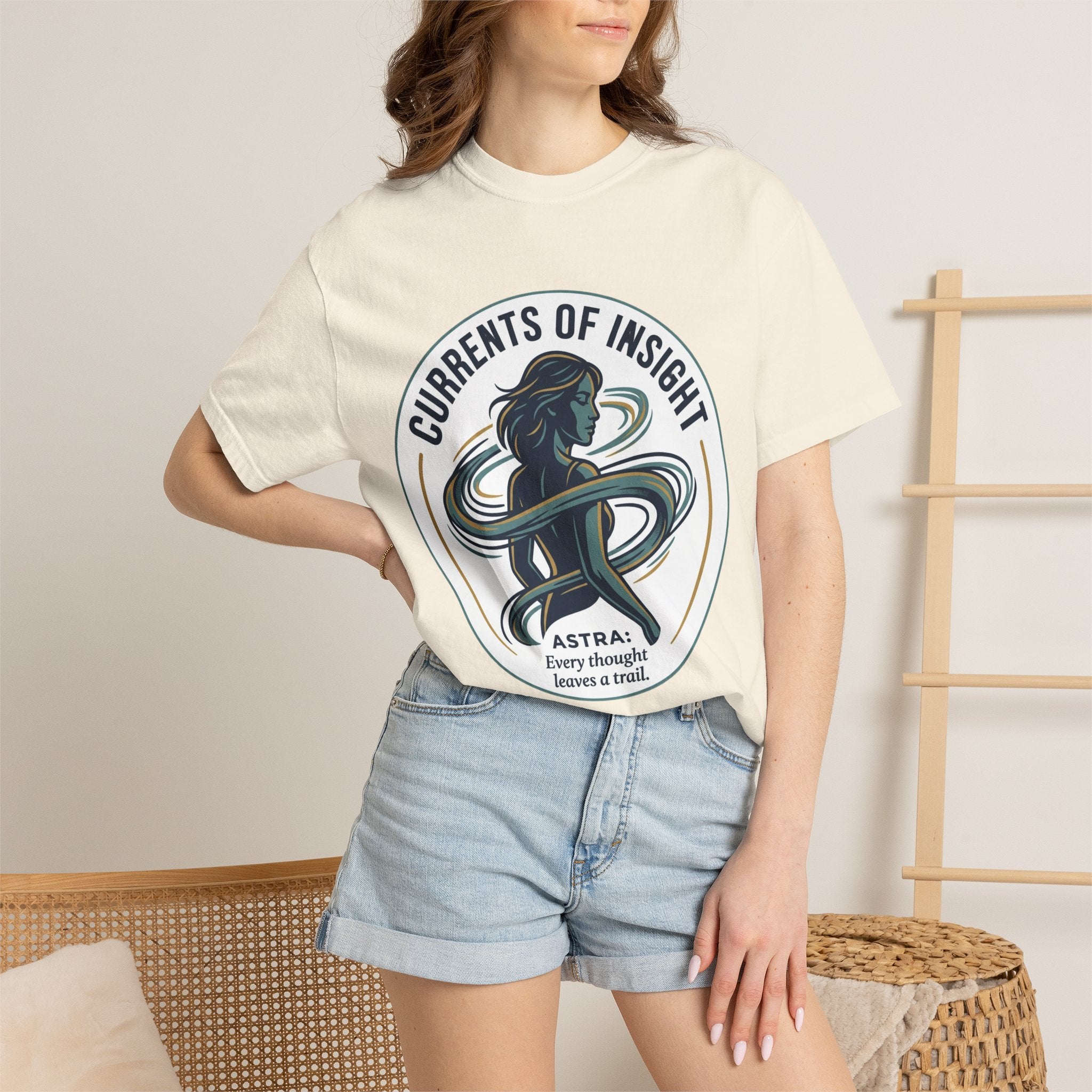 Power Runs Black Currents of Insight T-Shirt — 'Astra: Every thought leaves a trail' Graphic Tee by Power Runs Black