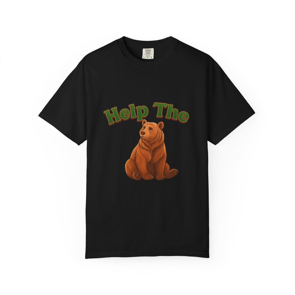 Power Runs Black PRB Help The Bear T-shirt | Cute Sitting Bear Illustration by Power Runs Black