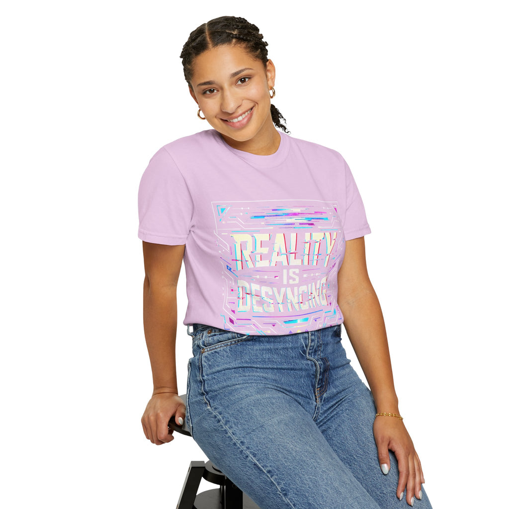 Power Runs Black PRB Glitchy Pastel "Reality Is Desyncing" T-Shirt by Printify