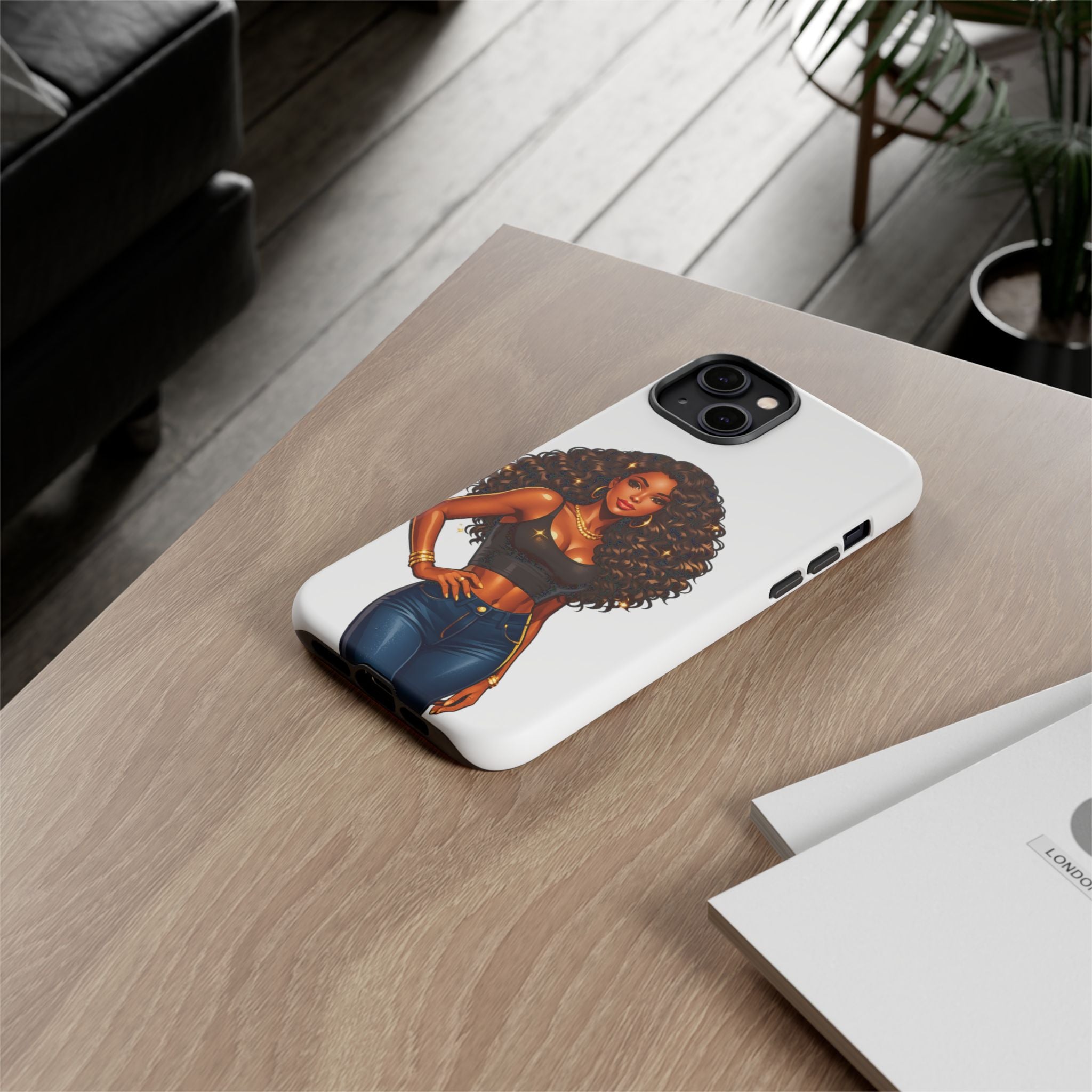 Pretty Rich Bitch by PRB Curly Hair Phone Case by Power Runs Black