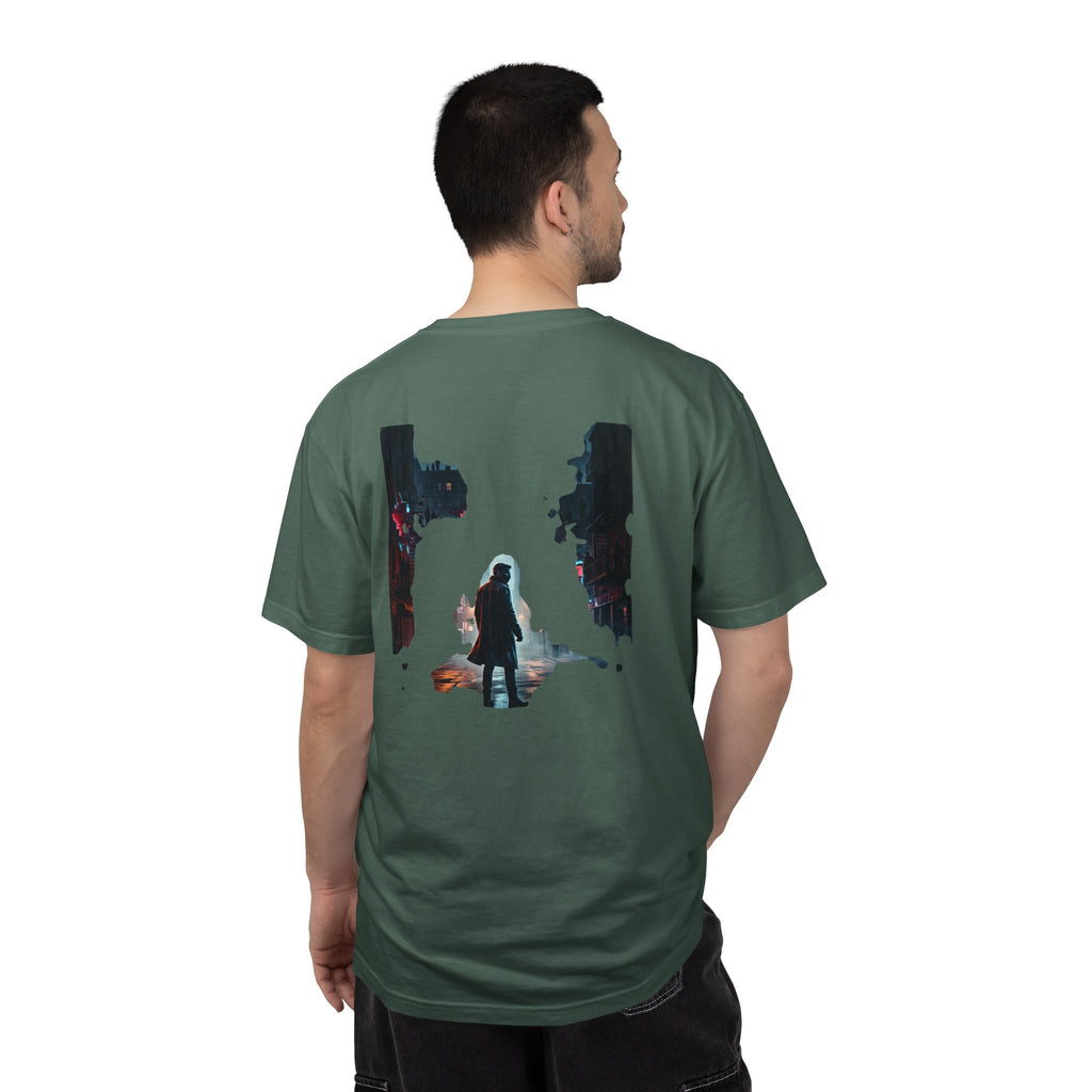 Syndication Loop Cyberpunk Portrait Tee — Tech-Noir Graphic T-Shirt | Power Runs Black by Printify