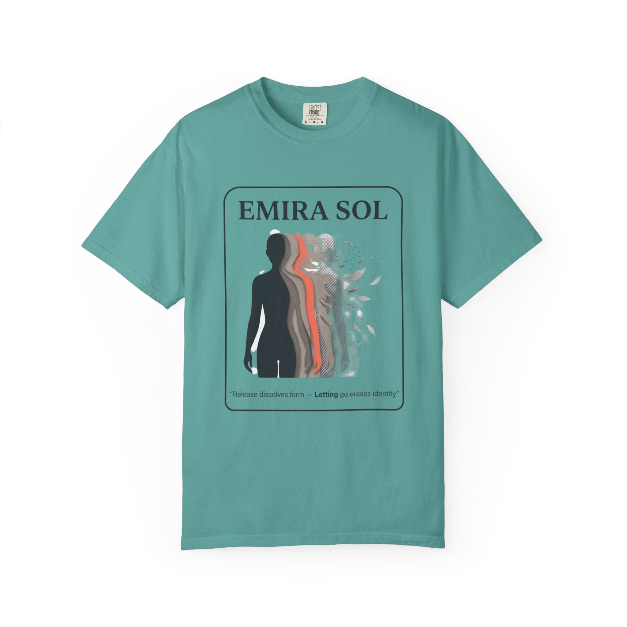 Power Runs Black PRB Emira Sol Graphic T-Shirt — Silhouette Art "Release Shadows" Tee by Printify