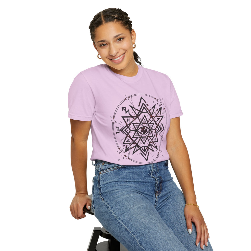Power Runs Black PRB Eryx Tal Geometric Mandala T-Shirt — Symmetric Star Graphic Tee by Power Runs Black