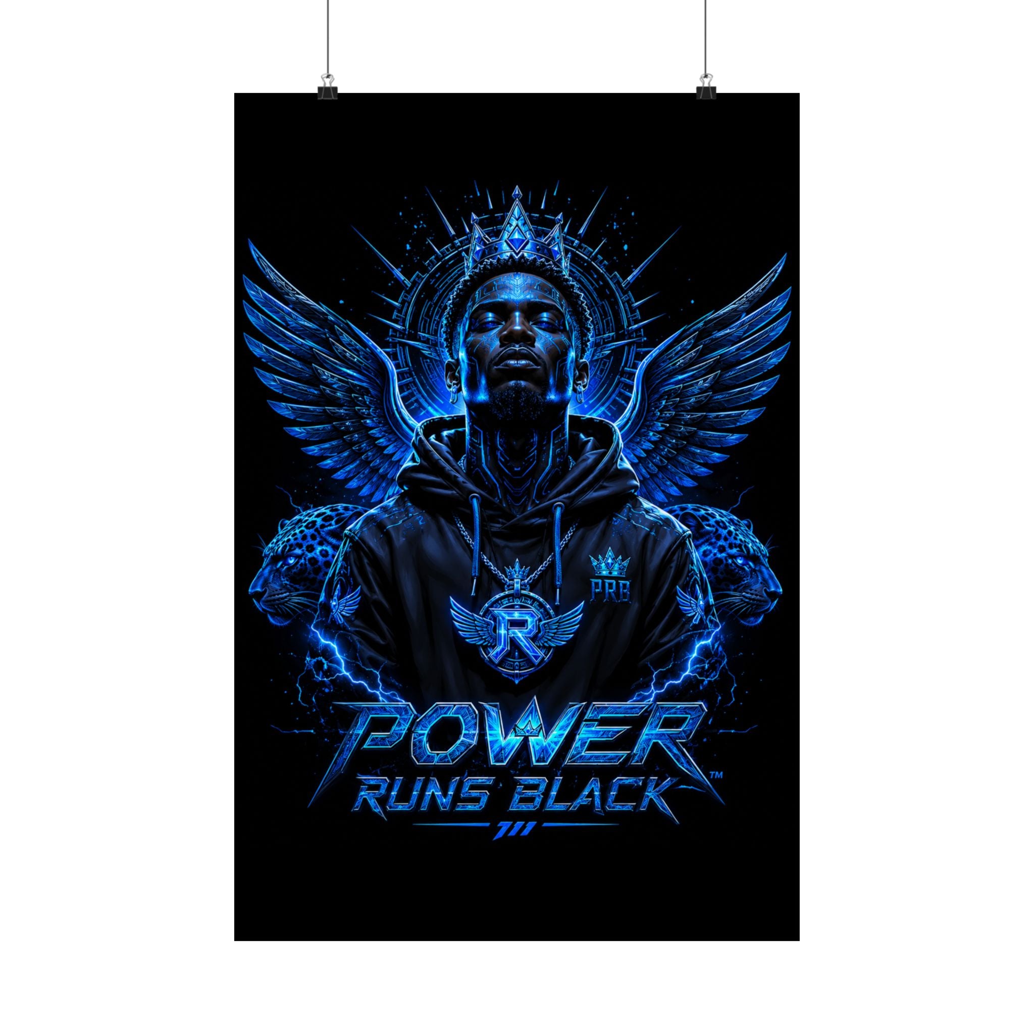 Power Runs Black Matte Poster — Urban Angel Portrait Wall Art by Power Runs Black