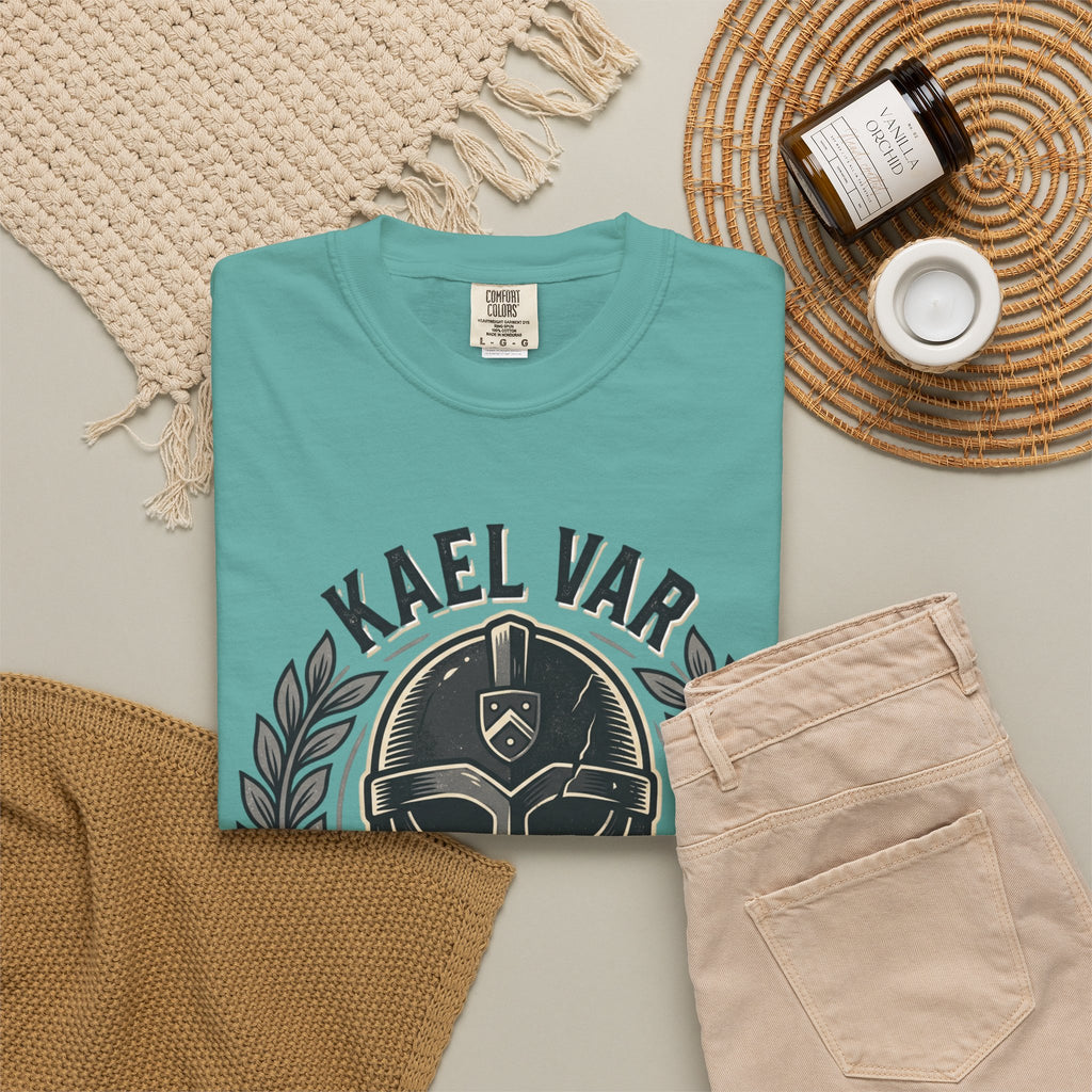 Power Runs Black PRB Kael Var Helmet Graphic T-Shirt — "Protection Hardens Form" Warrior Tee by Printify