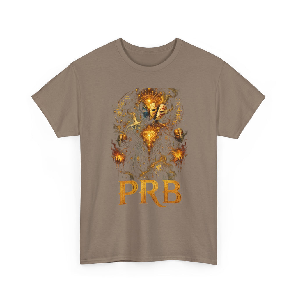 PRB Golden Mystic Mask Graphic Tee — Vintage Nature Illustration T-Shirt by Power Runs Black