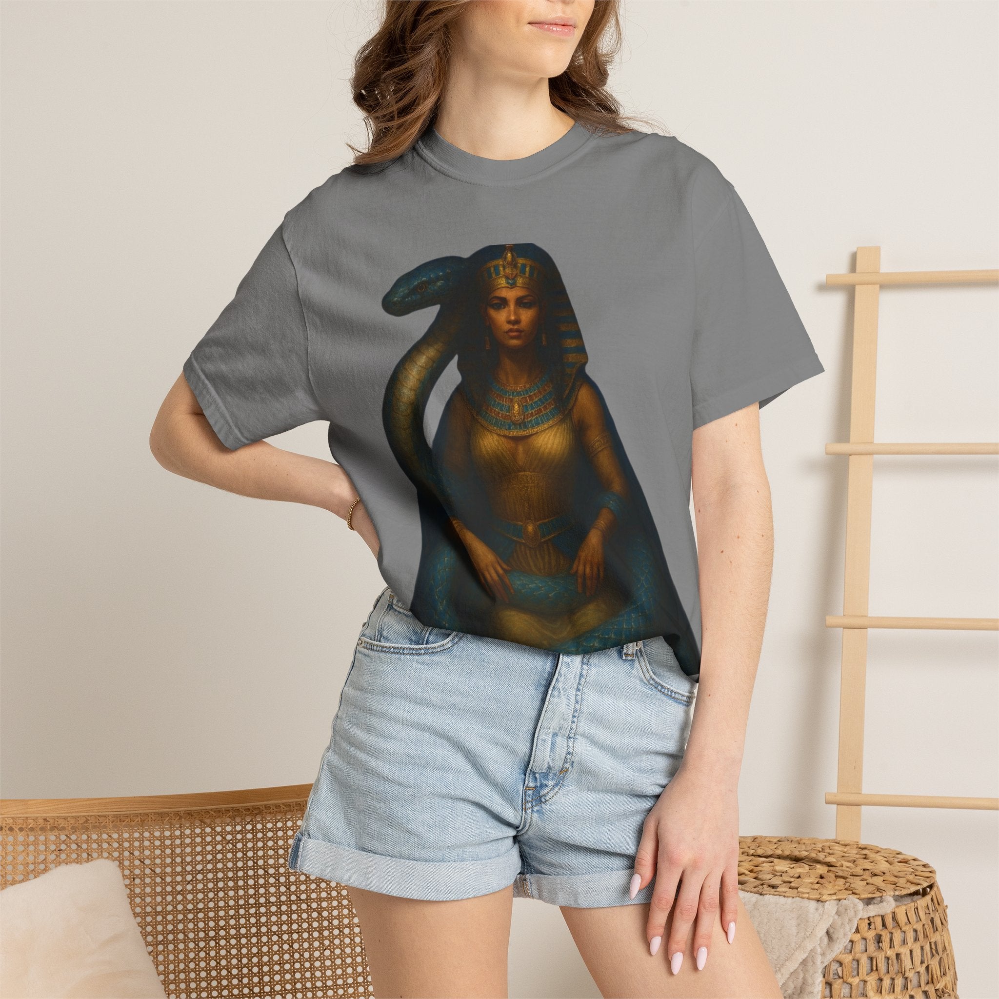 PRB Egyptian Goddess with Snake T-Shirt | Pharaoh Serpent Art Tee by Power Runs Black