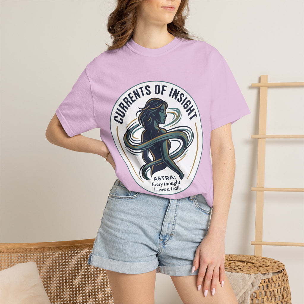 Power Runs Black Currents of Insight T-Shirt — 'Astra: Every thought leaves a trail' Graphic Tee by Power Runs Black