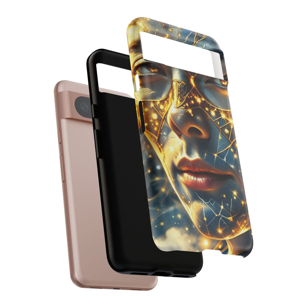 PRB Galactic Portrait Tough Case | Cosmic Face Phone Case, Starry Nebula Design by Power Runs Black