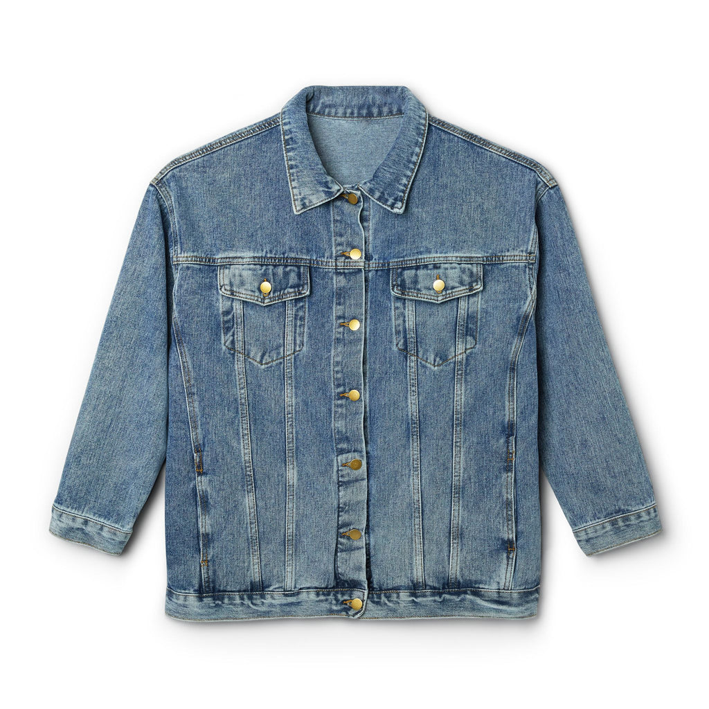 PRB Denim Jacket — Neon Owl Back Graphic Women's Jean Jacket by Power Runs Black