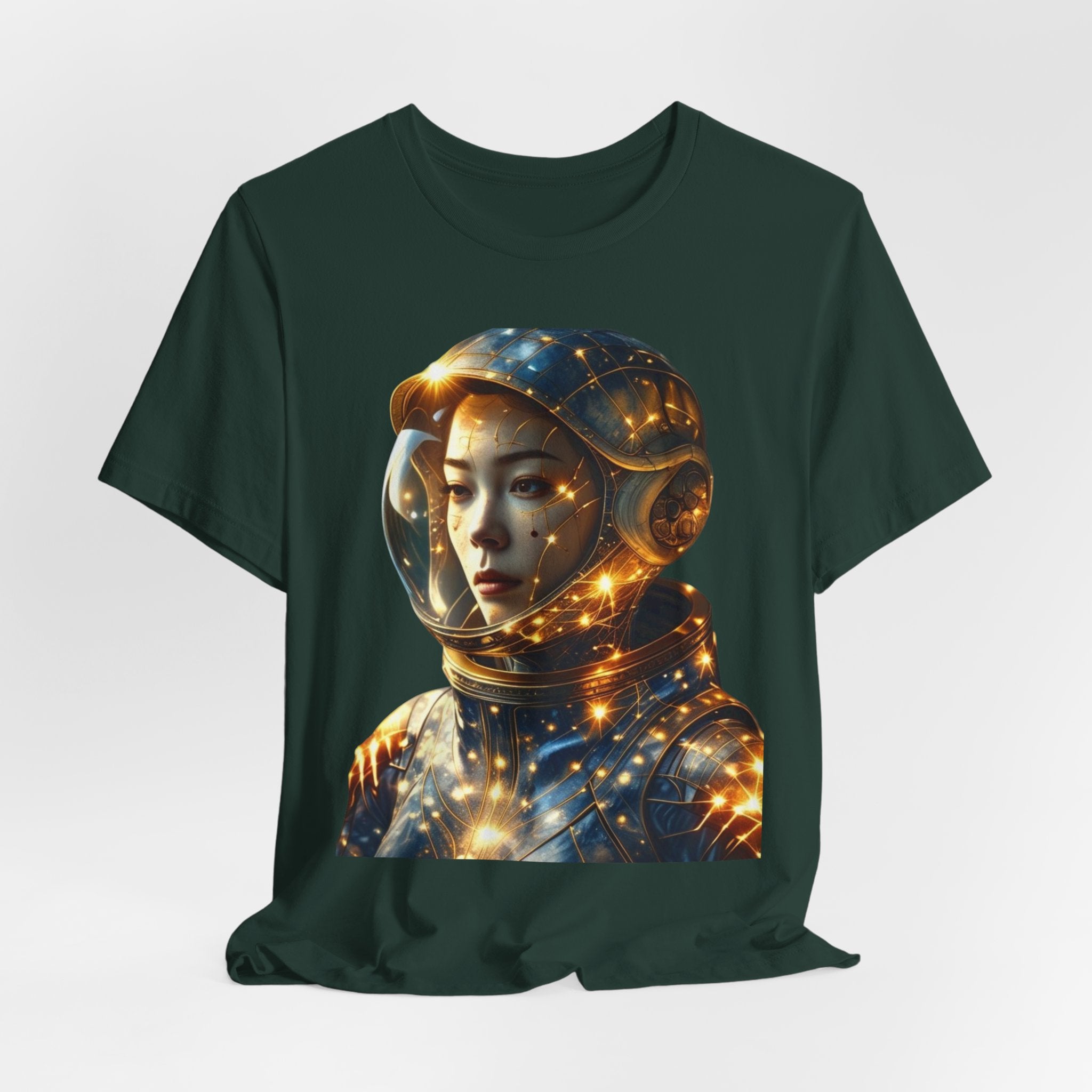 PRB Astronaut Portrait Tee — Starry Cosmic Helmet Graphic T-Shirt by Power Runs Black