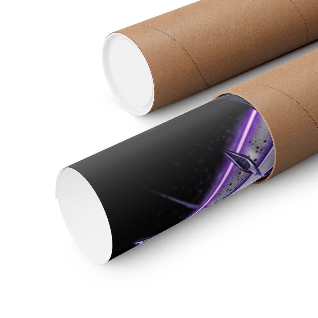 Power Runs Black Purple Energy Shield Matte Poster by Power Runs Black