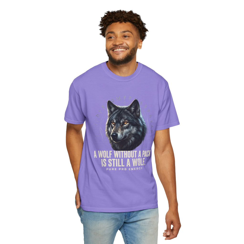 PRB Wolf Graphic T-Shirt — "A Wolf Without a Pack Is Still a Wolf" Inspirational Tee by Printify