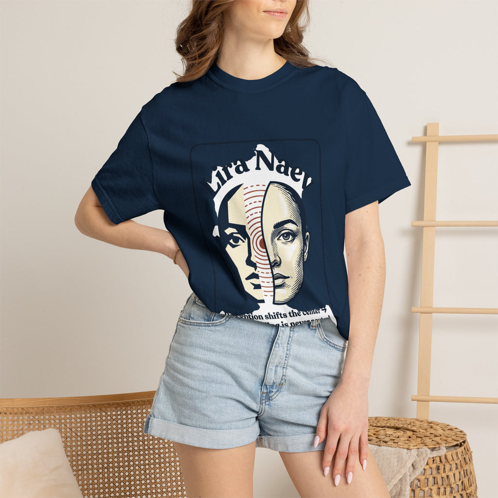 Power Runs Black PRB Lira Naev Split-Face Graphic T-Shirt — “Perception shifts the center” Statement Tee by Power Runs Black