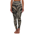 PRB Steampunk Gear Mandala High Waisted Yoga Leggings | All-Over Print by Power Runs Black