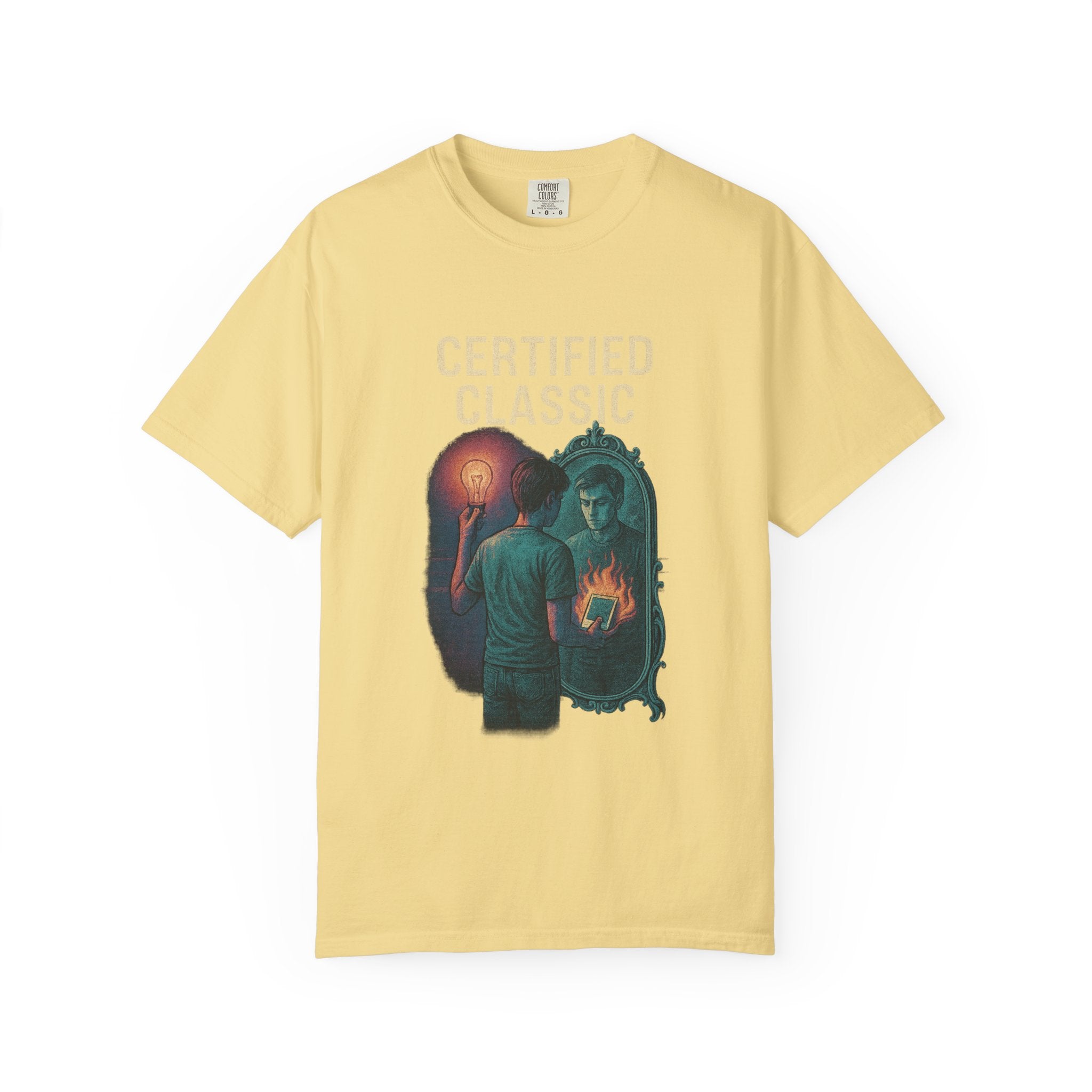 PRB Certified Classic Mirror Illustration T-shirt | Retro Mystic Artwork by Power Runs Black