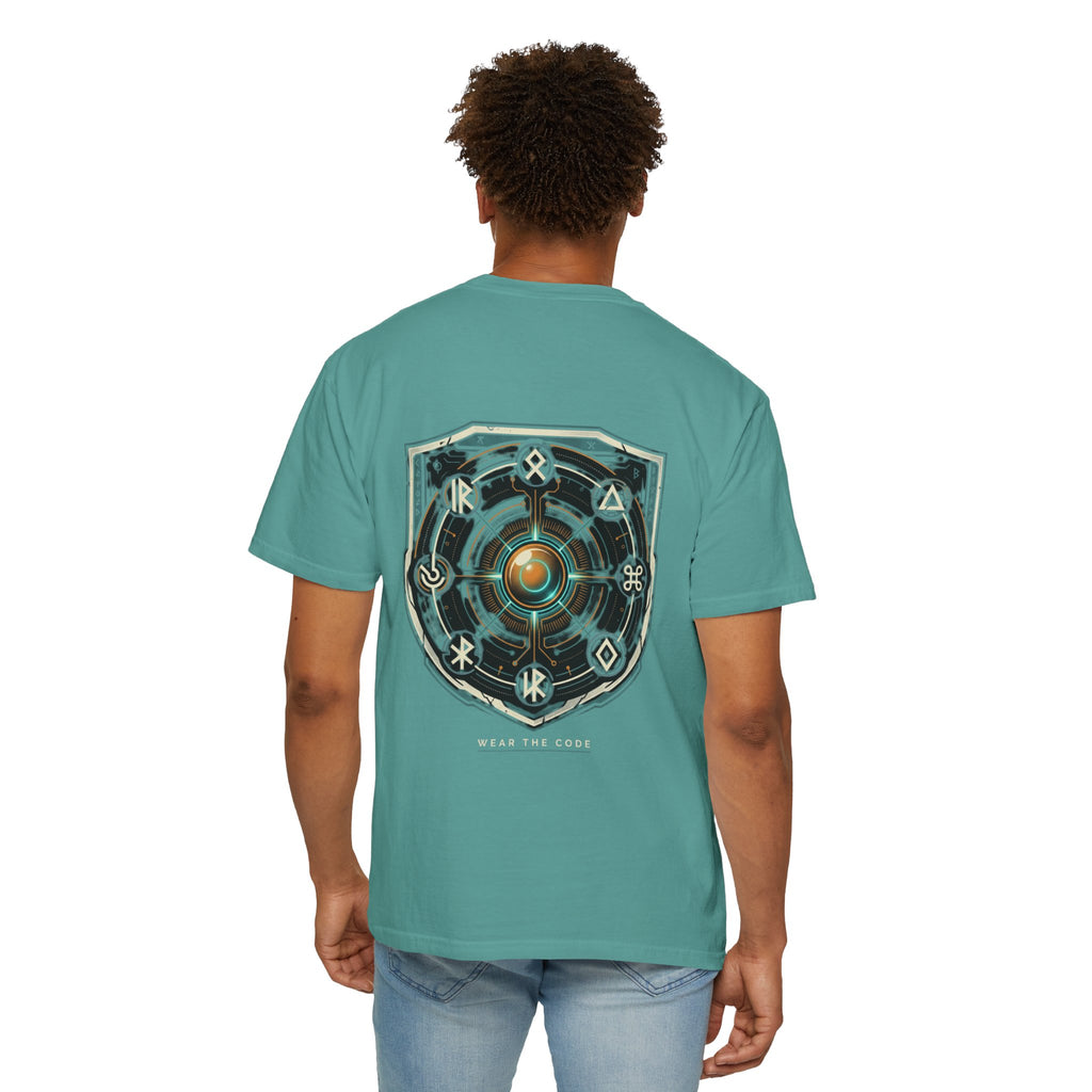 Power Runs Black PRB "Wear The Code" Mystic Shield T-Shirt — Geometric Sigil Graphic Tee by Printify